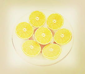 Image showing half oranges . 3D illustration. Vintage style.