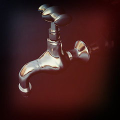 Image showing Water taps. 3D illustration. Vintage style.