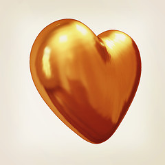 Image showing 3d glossy metall heart. 3D illustration. Vintage style.