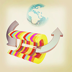 Image showing 3d colorful abstract cut pipe and Earth. 3D illustration. Vintag