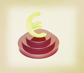 Image showing icon euro sign on podium. 3D illustration. Vintage style.