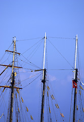 Image showing Three wooden masts