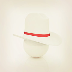 Image showing 3d white hat on white ball. Sapport icon. 3D illustration. Vinta