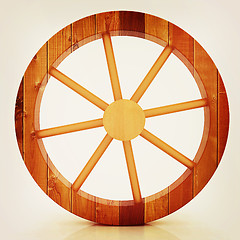 Image showing wooden wheel. 3D illustration. Vintage style.