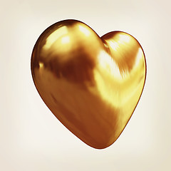 Image showing 3d glossy metall heart. 3D illustration. Vintage style.