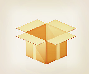 Image showing Cardboard box. 3D illustration. Vintage style.