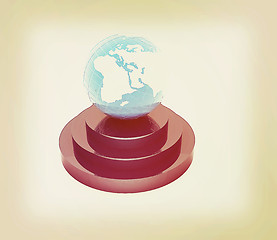 Image showing earth on podium. 3D illustration. Vintage style.