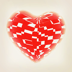 Image showing 3d beautiful red glossy heart of the bands. 3D illustration. Vin