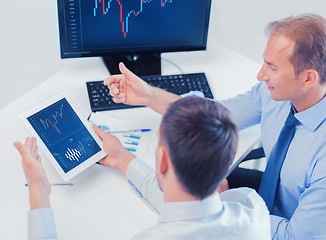 Image showing businessmen with notebook and tablet pc