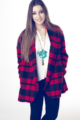 Image showing fashionable young model posing with trendy clothes