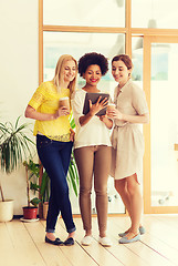 Image showing creative team with tablet pc and coffee in office