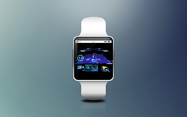 Image showing illustration of smart watch with gps navigator map