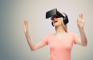 Image showing woman in virtual reality headset or 3d glasses