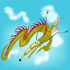 Image showing Fantastic dragon in sky