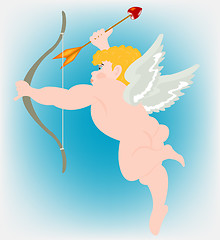 Image showing Boy angel with wing and dart of the amur