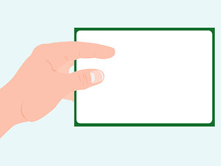 Image showing Human hand and clean sheet with frame