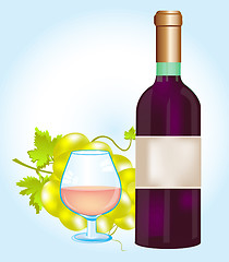 Image showing Bottle blame and grape