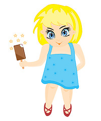 Image showing Small girl with ice cream on a stick