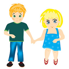 Image showing Boy and girl hold for hands