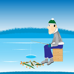 Image showing Winter fishing on river