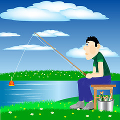 Image showing Fisherman on river