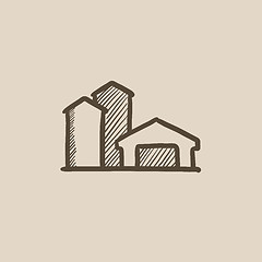 Image showing Farm buildings sketch icon.