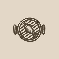 Image showing Fish on grill sketch icon.