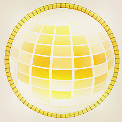 Image showing Yellow 3d globe icon with highlights . 3D illustration. Vintage 