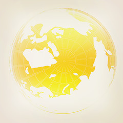 Image showing Yellow 3d globe icon with highlights . 3D illustration. Vintage 