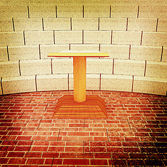 Image showing Abstract futuristic interior. Brick scene with cathedra and trib