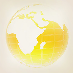 Image showing Yellow 3d globe icon with highlights . 3D illustration. Vintage 