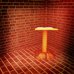 Image showing The cathedra in the corner of a brick . 3D illustration. Vintage