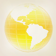 Image showing Yellow 3d globe icon with highlights . 3D illustration. Vintage 