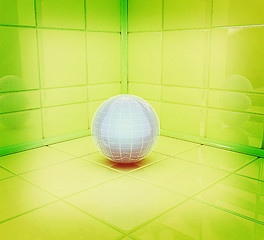 Image showing Corner in the room with ball . 3D illustration. Vintage style.