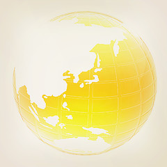 Image showing Yellow 3d globe icon with highlights . 3D illustration. Vintage 