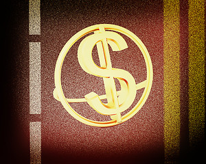 Image showing Asphalt abstract background with 3d text gold dollar icon . 3D i