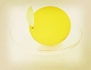 Image showing Orange on a plate. 3D illustration. Vintage style.