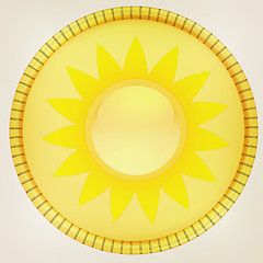 Image showing Gold coin with the sun. 3D illustration. Vintage style.