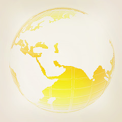 Image showing Yellow 3d globe icon with highlights . 3D illustration. Vintage 