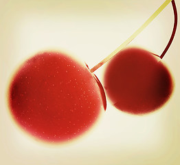 Image showing sweet cherries . 3D illustration. Vintage style.