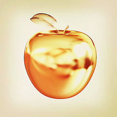 Image showing Gold apple. 3D illustration. Vintage style.