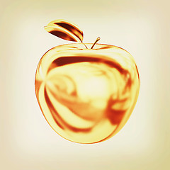 Image showing Gold apple. 3D illustration. Vintage style.