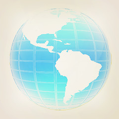 Image showing 3d globe icon with highlights . 3D illustration. Vintage style.