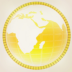 Image showing Yellow 3d globe icon with highlights . 3D illustration. Vintage 