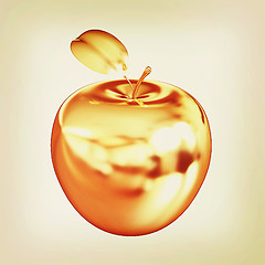 Image showing Gold apple. 3D illustration. Vintage style.