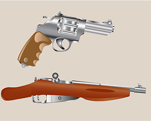 Image showing Gun revolver and edge of the rifle