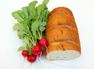 Image showing Vegetables radish and bread