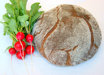 Image showing Bread and vegetables radish