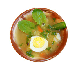 Image showing Tasty soup with salad
