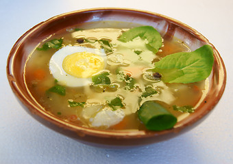 Image showing Plate with hot soup